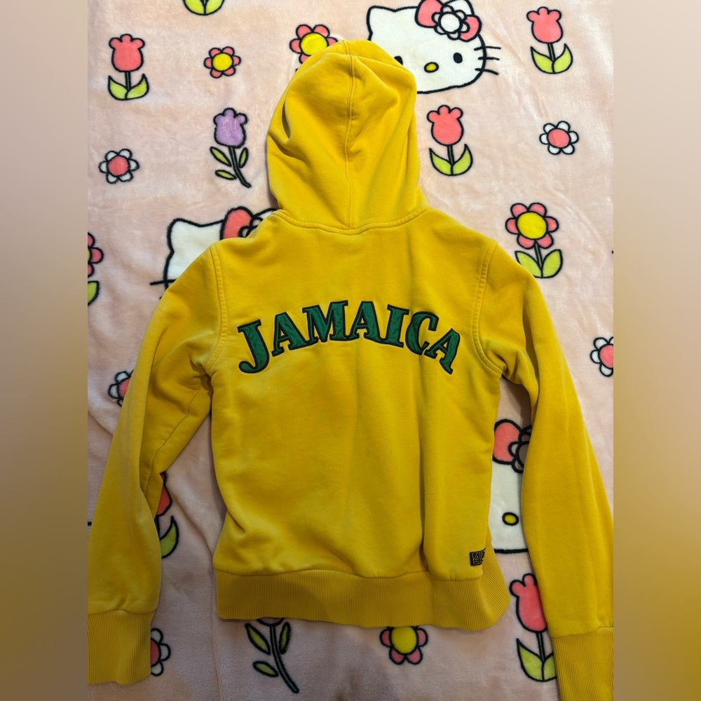 Rare 2000s Y2K yellow Jamaica Puma zip up hoodie